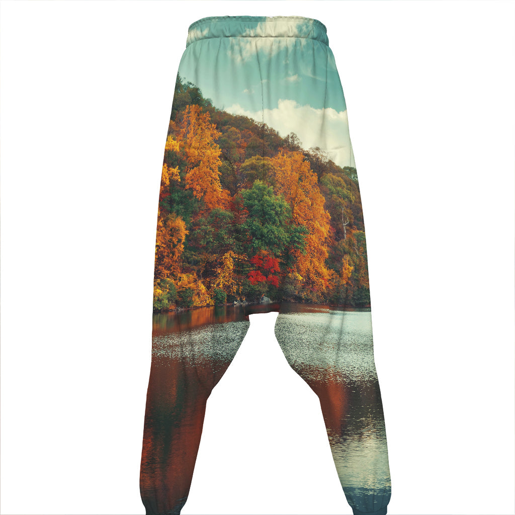 Autumn Lake Print Hammer Pants