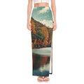 Autumn Lake Print High Slit Maxi Skirt