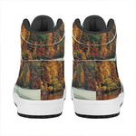 Autumn Lake Print High Top Leather Sneakers