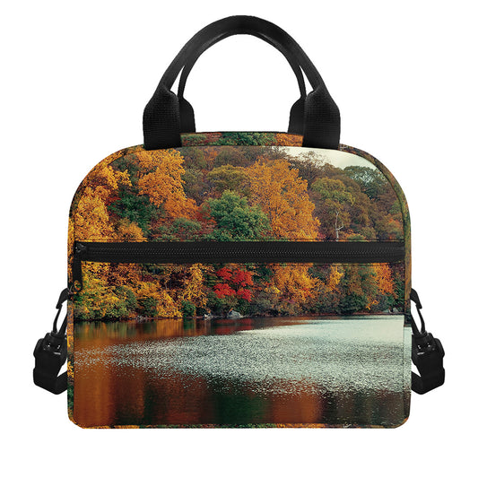 Autumn Lake Print Insulated Lunch Bag
