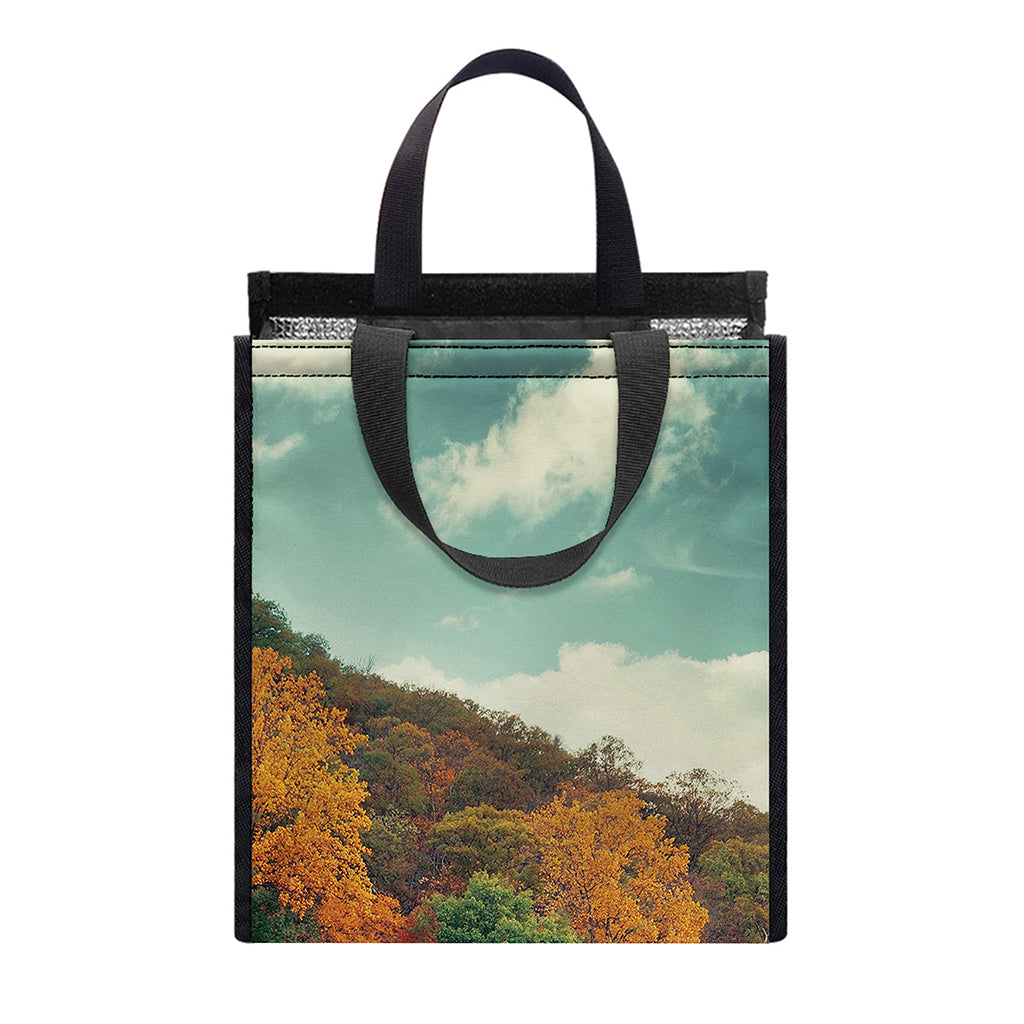 Autumn Lake Print Insulated Lunch Tote