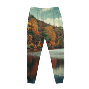 Autumn Lake Print Jogger Pants