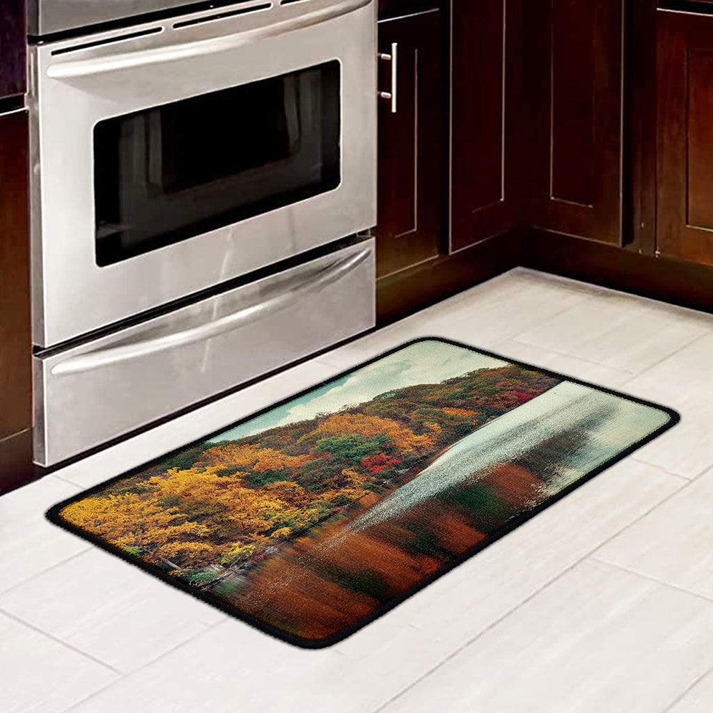 Autumn Lake Print Kitchen Mat