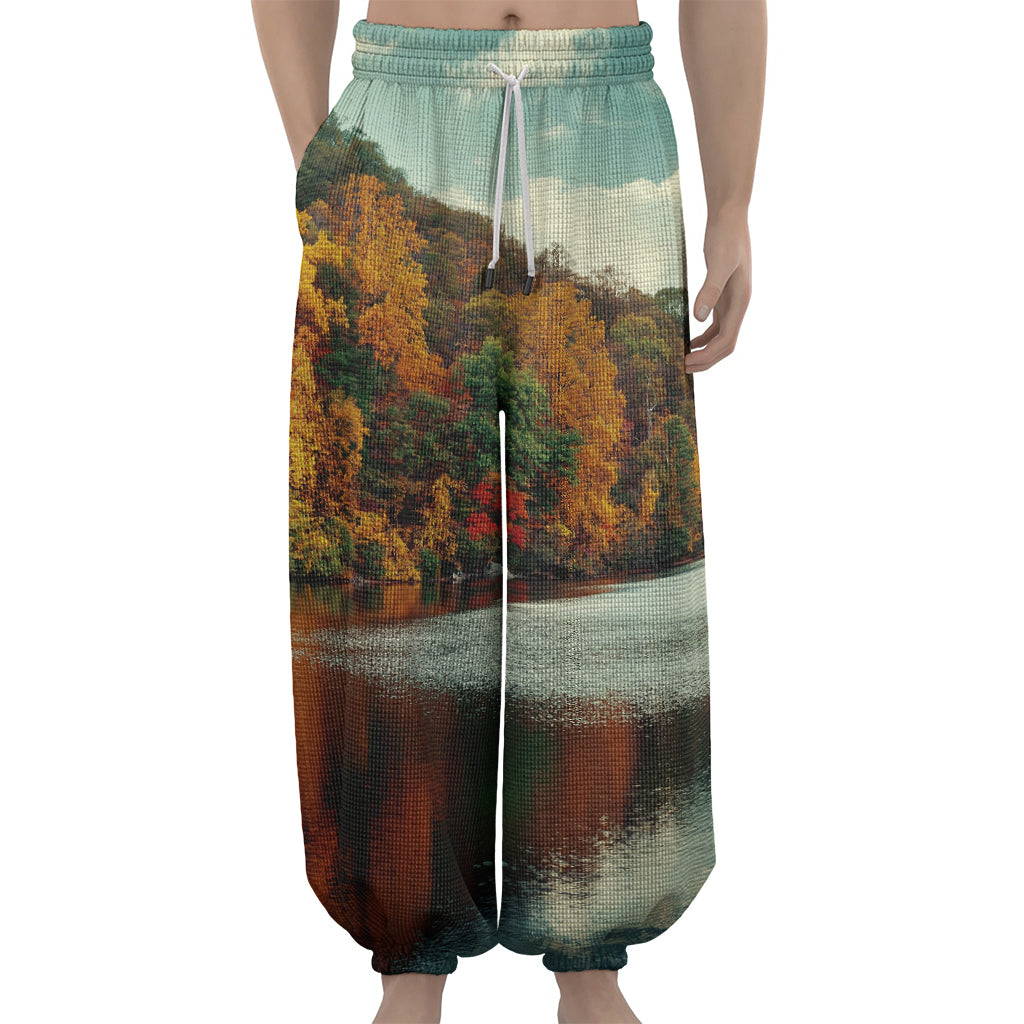 Autumn Lake Print Lantern Pants