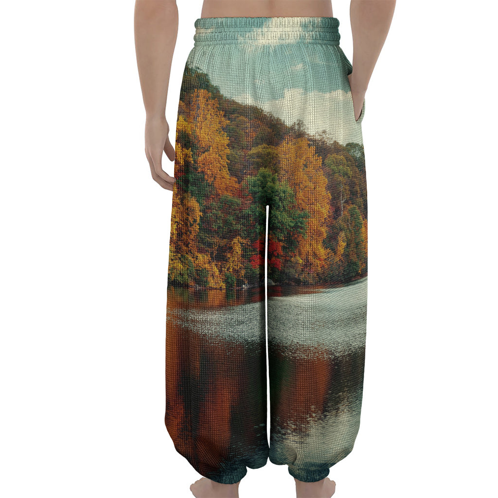 Autumn Lake Print Lantern Pants