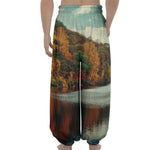 Autumn Lake Print Lantern Pants