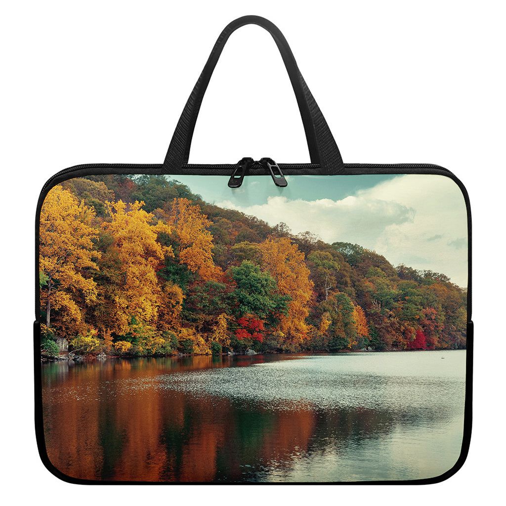 Autumn Lake Print Laptop Sleeve With Handle