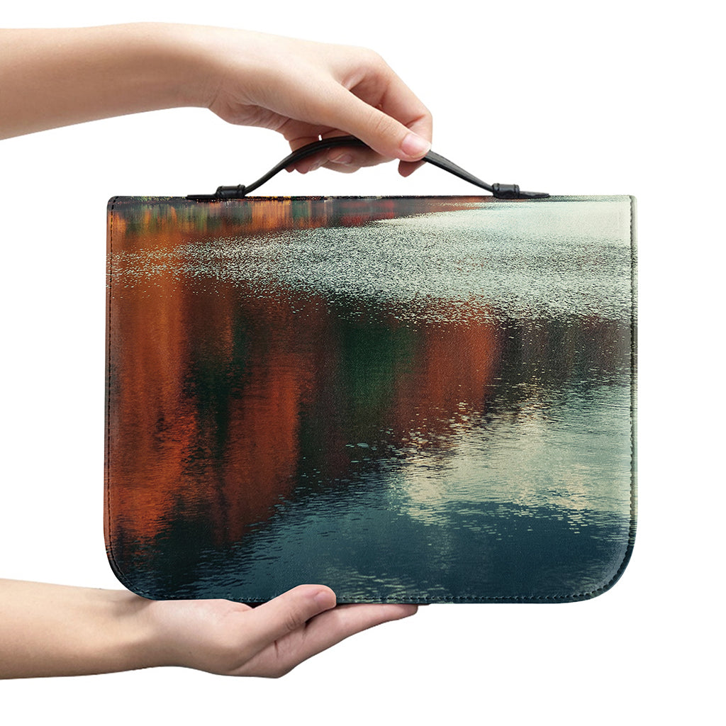 Autumn Lake Print Leather Bible Cover