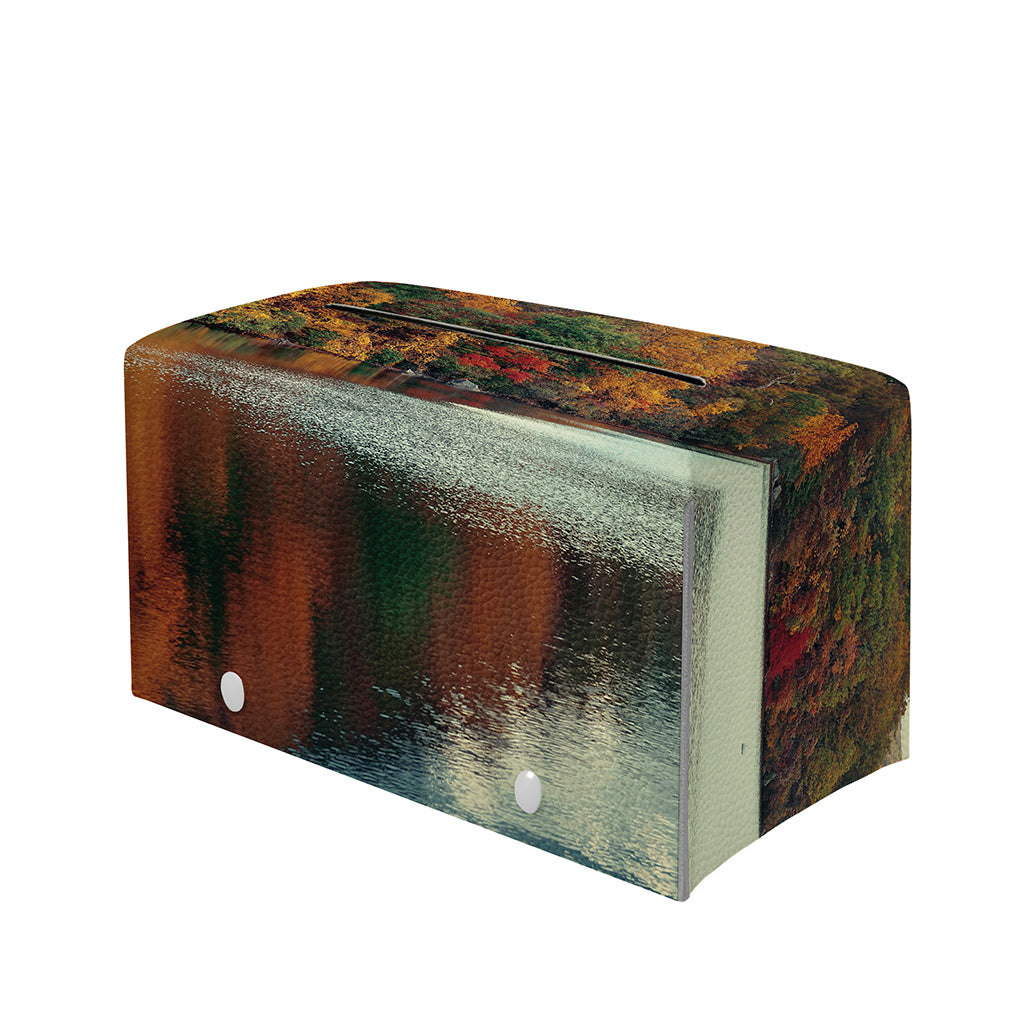 Autumn Lake Print Leather Tissue Box Cover