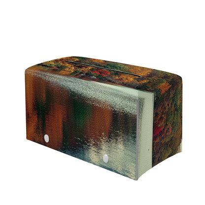 Autumn Lake Print Leather Tissue Box Cover
