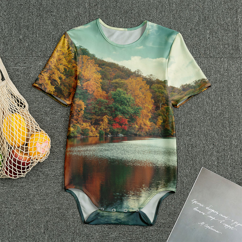 Autumn Lake Print Men's Bodysuit