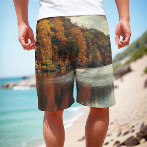 Autumn Lake Print Men's Cargo Shorts