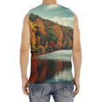 Autumn Lake Print Men's Fitness Tank Top