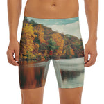 Autumn Lake Print Men's Long Boxer Briefs