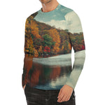 Autumn Lake Print Men's Long Sleeve Rash Guard