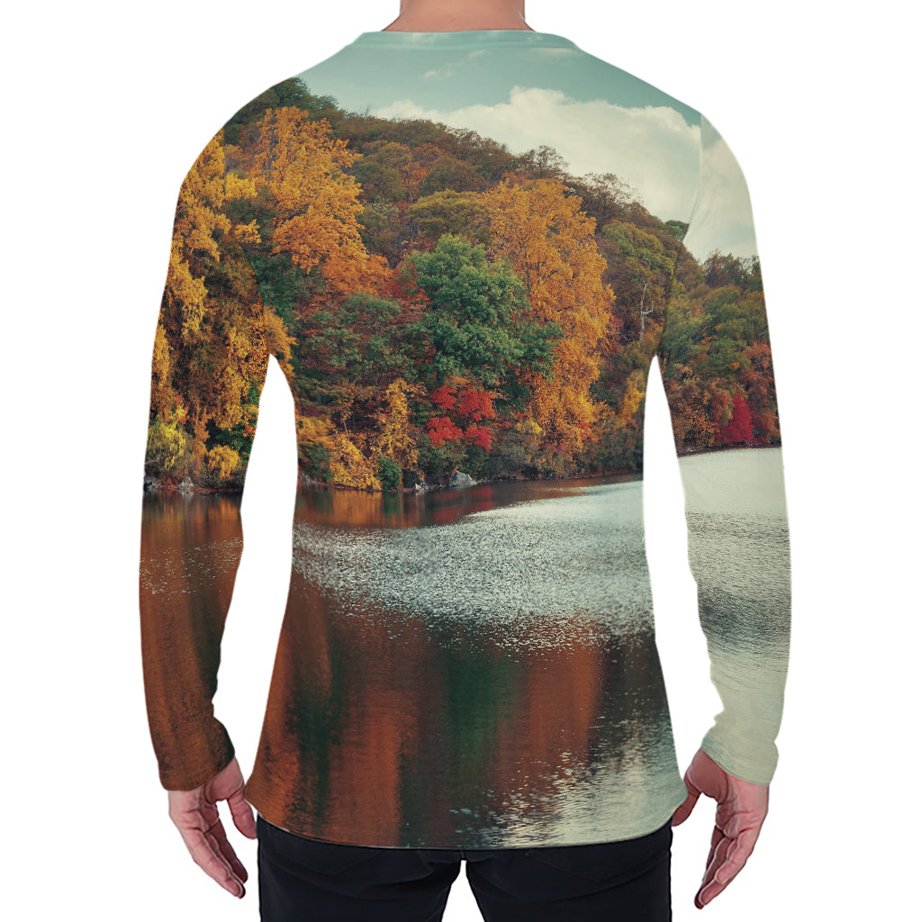Autumn Lake Print Men's Long Sleeve T-Shirt