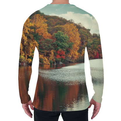 Autumn Lake Print Men's Long Sleeve T-Shirt