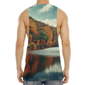 Autumn Lake Print Men's Muscle Tank Top