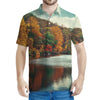 Autumn Lake Print Men's Polo Shirt