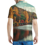 Autumn Lake Print Men's Polo Shirt