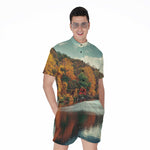 Autumn Lake Print Men's Rompers