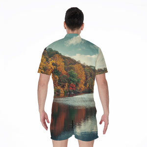 Autumn Lake Print Men's Rompers