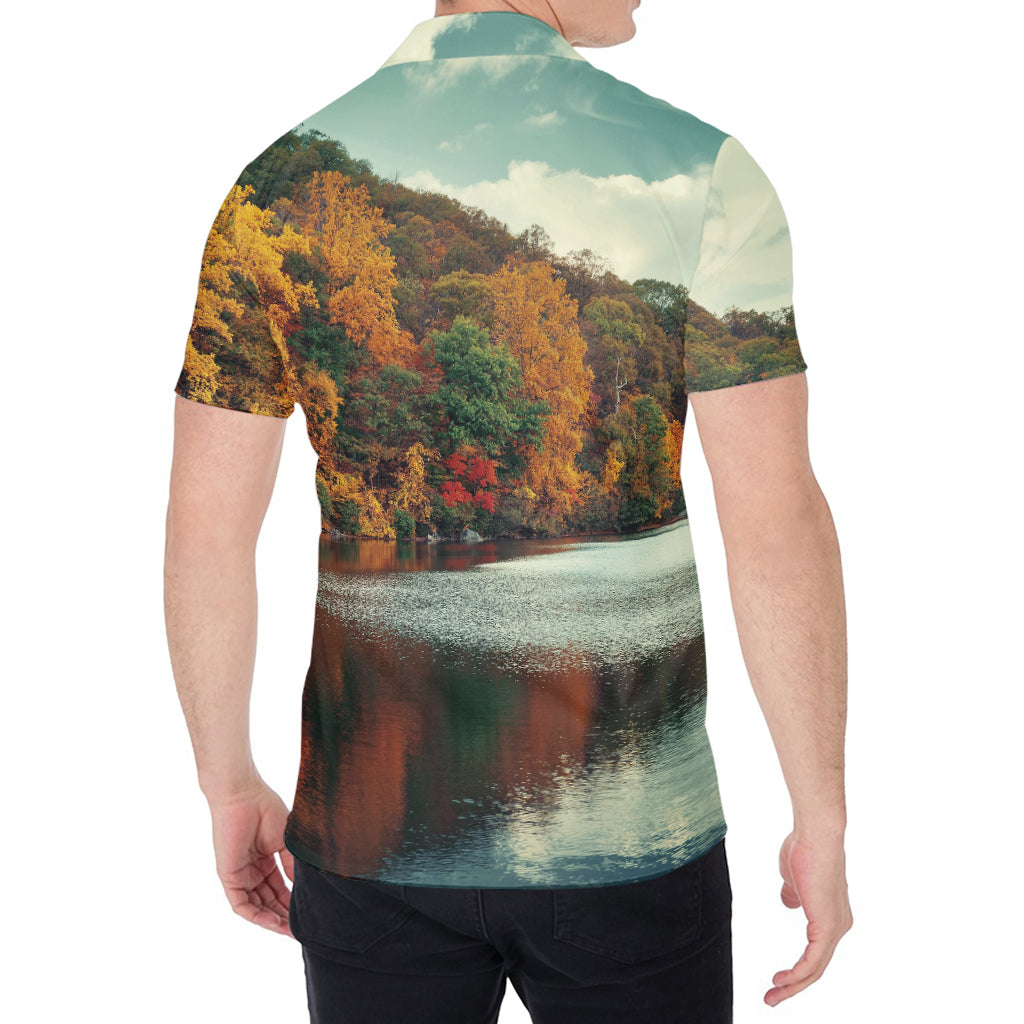 Autumn Lake Print Men's Shirt