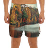 Autumn Lake Print Men's Split Running Shorts