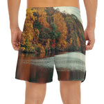 Autumn Lake Print Men's Split Running Shorts