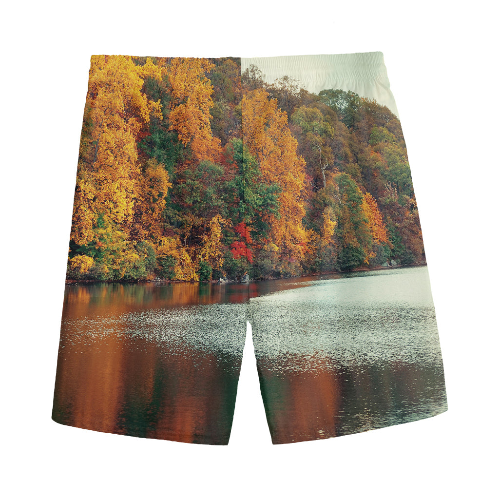 Autumn Lake Print Men's Sports Shorts