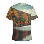 Autumn Lake Print Men's Sports T-Shirt