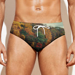 Autumn Lake Print Men's Swim Briefs