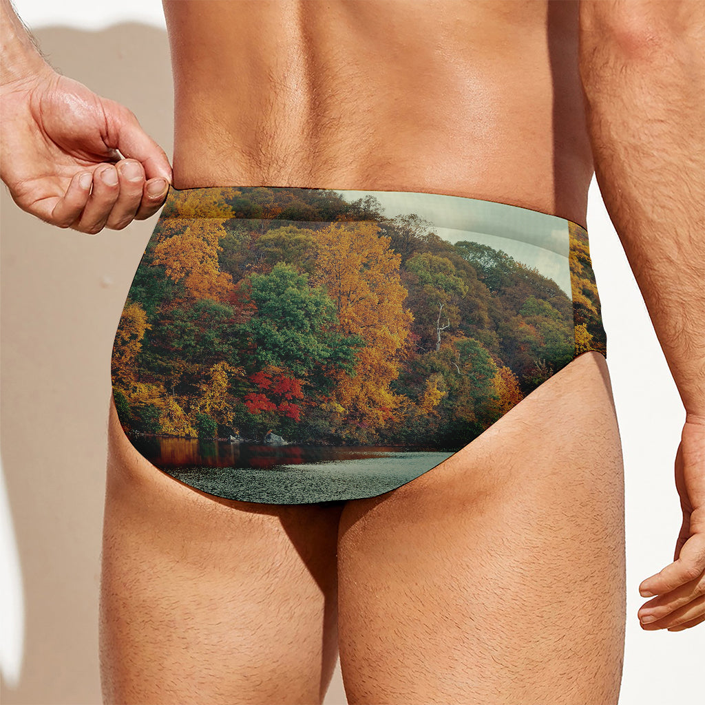 Autumn Lake Print Men's Swim Briefs