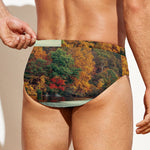 Autumn Lake Print Men's Swim Briefs