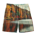 Autumn Lake Print Men's Swim Trunks