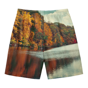 Autumn Lake Print Men's Swim Trunks