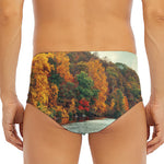 Autumn Lake Print Men's Triangle Swim Briefs