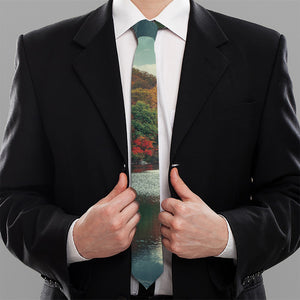 Autumn Lake Print Necktie