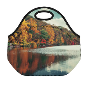 Autumn Lake Print Neoprene Lunch Bag