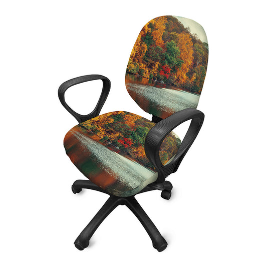Autumn Lake Print Office Chair Cover
