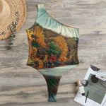 Autumn Lake Print One Shoulder Bodysuit