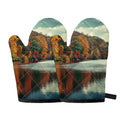 Autumn Lake Print Oven Mitts