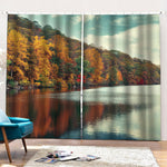 Autumn Lake Print Pencil Pleat Curtains