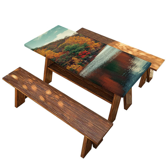 Autumn Lake Print Picnic Table Cover