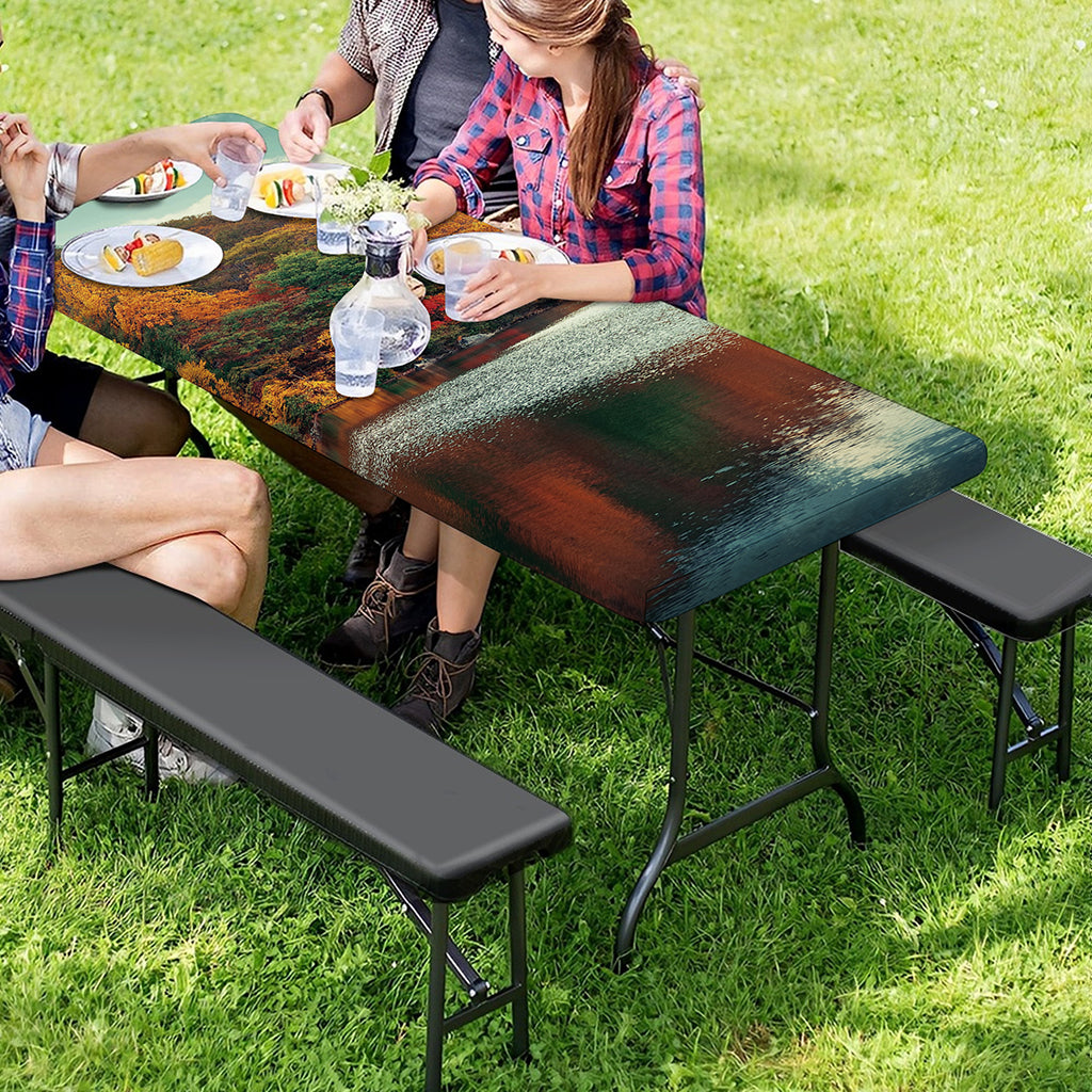 Autumn Lake Print Picnic Table Cover
