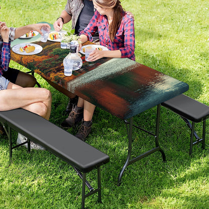 Autumn Lake Print Picnic Table Cover