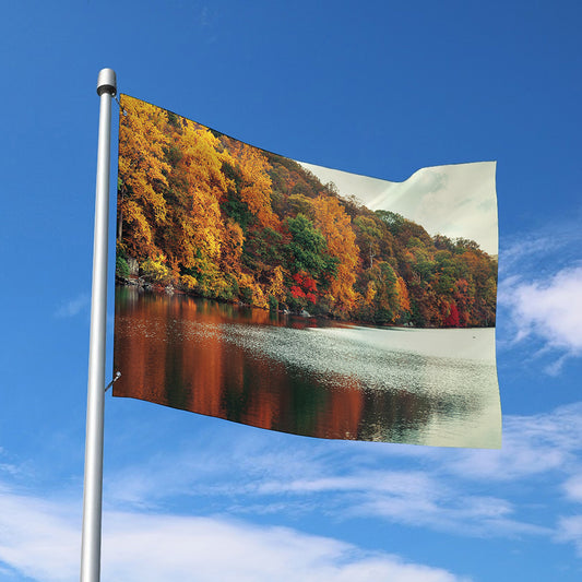 Autumn Lake Print Polyester Flag