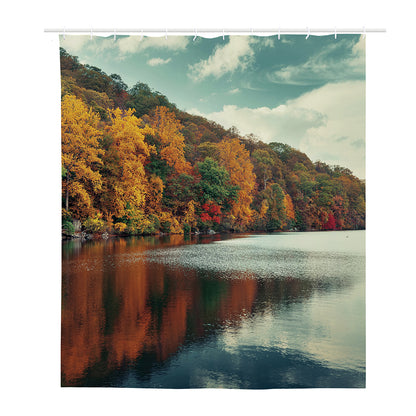 Autumn Lake Print Polyester Shower Curtain