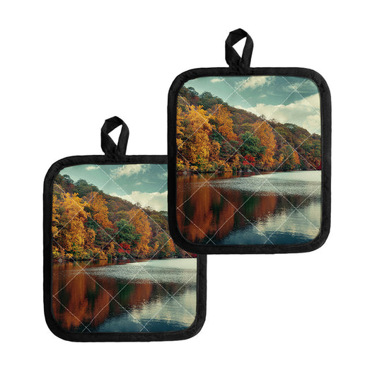 Autumn Lake Print Pot Holders