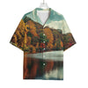 Autumn Lake Print Rayon Hawaiian Shirt